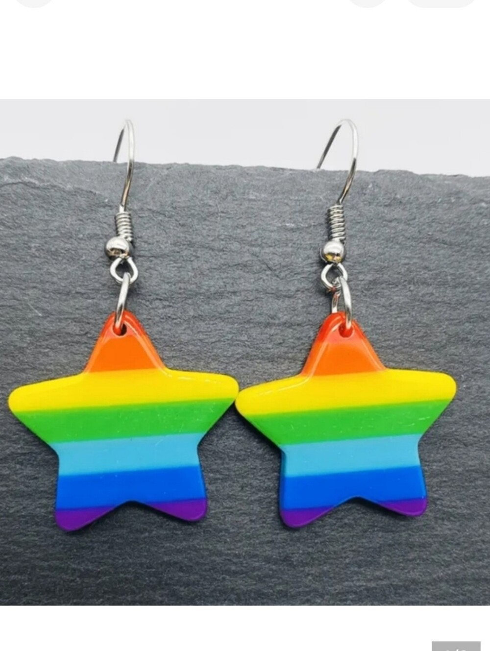 ✨3 FOR $28✨🆕️🏳️‍🌈⭐️ RAINBOW STAR SHAPED STRIPED EARRINGS⭐️🏳️‍🌈